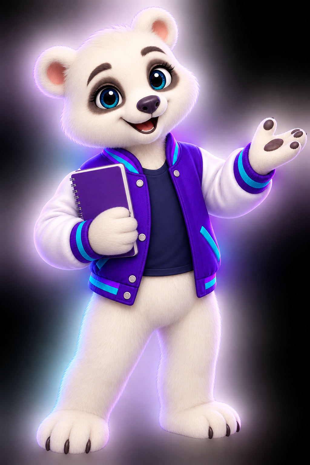 Osita con un cuaderno, tutora juvenil de OSO GAME ACADEMY